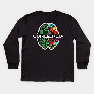 ConCiencia Podcast Logo White Kids Long Sleeve T-Shirt